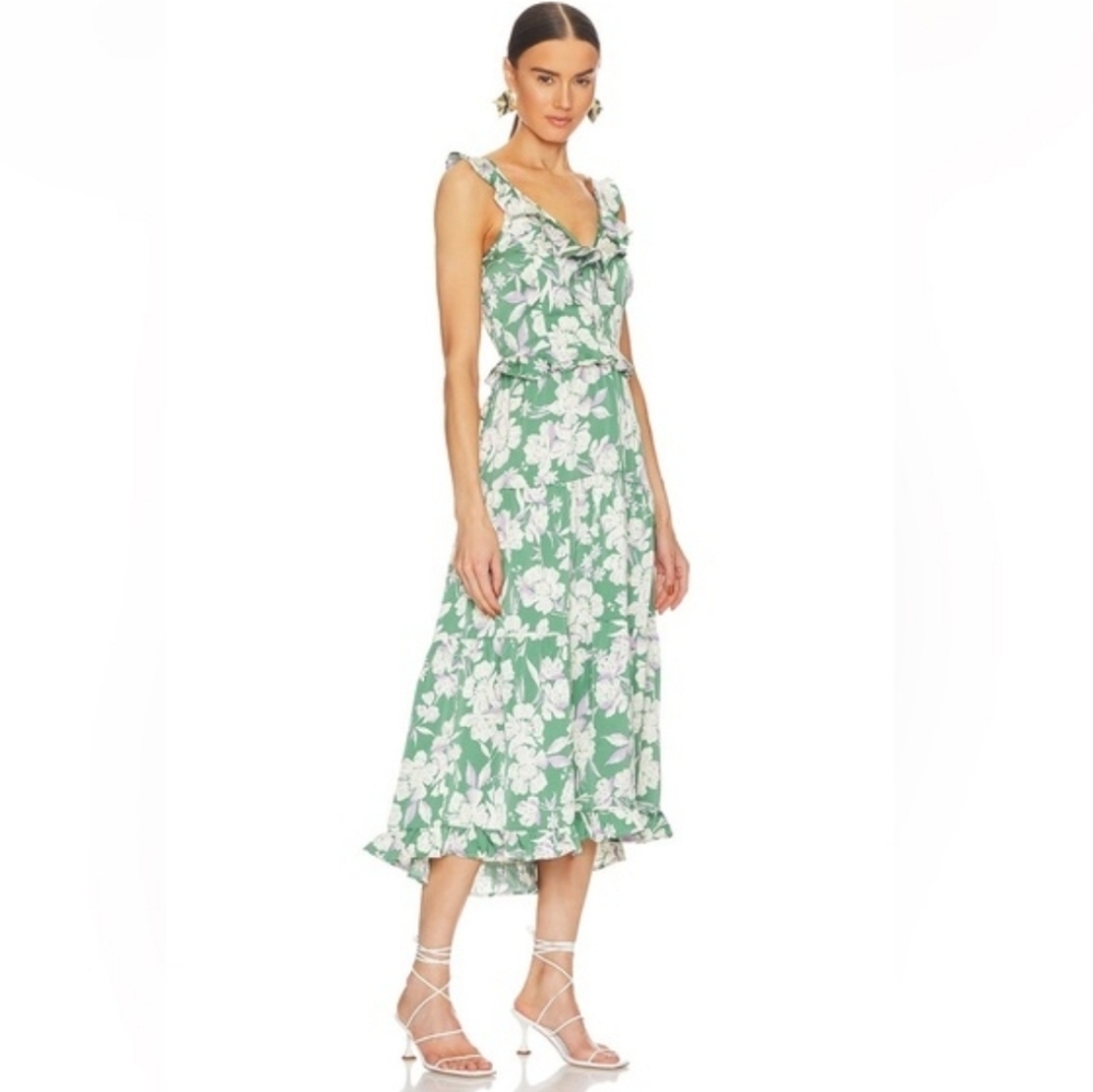 Heartloom Lucena Green Floral Maxi Dress Luau Sz Medium